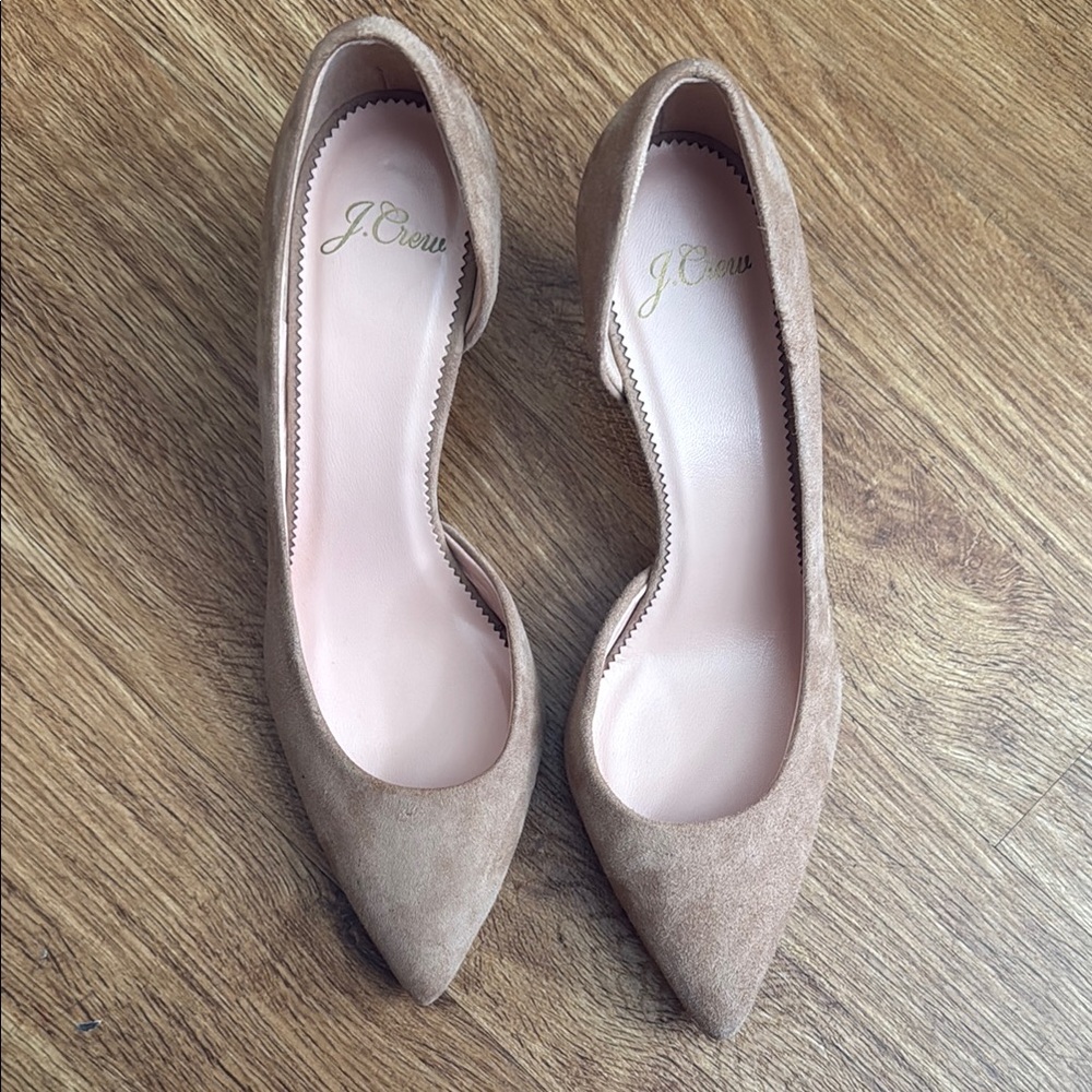 J. Crew Tan Suede Heels Sleek Minimalist Design